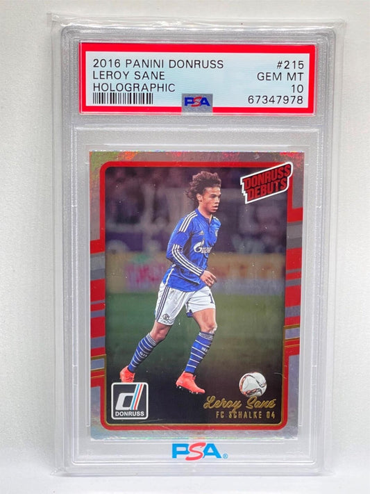 LEROY SANE 2016 PANINI DONRUSS HOLOGRAPHIC #215 ROOKIE RC PSA 10 GEM MINT