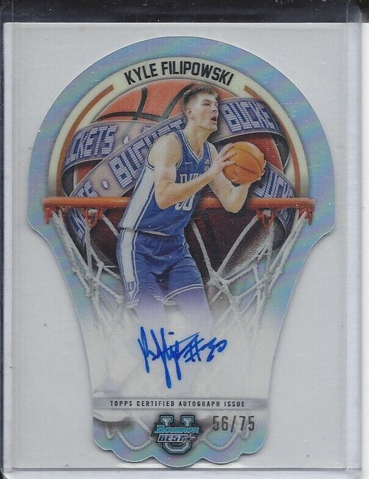 KYLE FILIPOWSKI 2023 BOWMANS BEST UNIV BUCKETS REFRACTOR ON CARD AUTO #D 56/75
