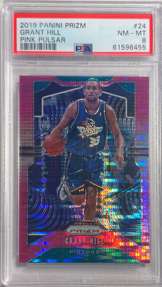 GRANT HILL 2019-20 PANINI PRIZM PINK PULSAR PRIZM #D 03/42 PSA 8 POP 1/1