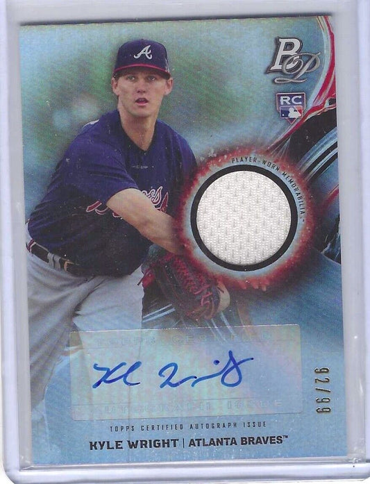 KYLE WRIGHT 2019 BOWMAN PLATINUM ROOKIE JERSEY AUTO RC #D 92/99