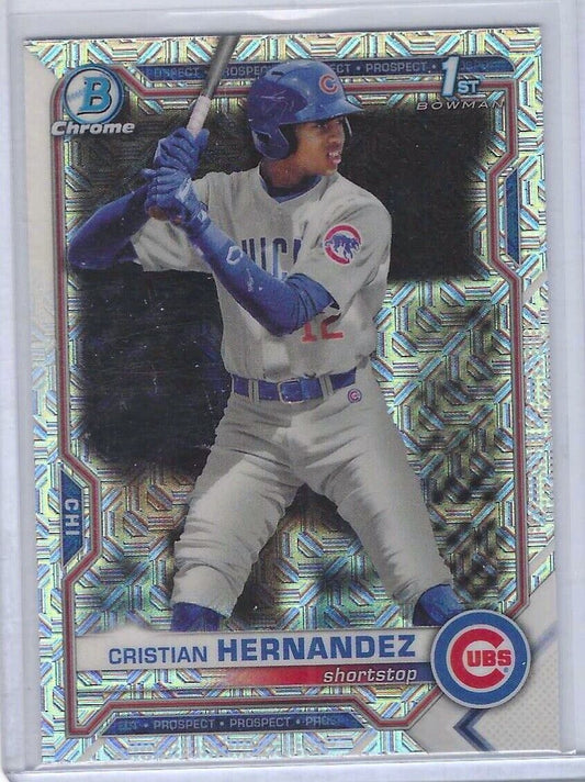 CRISTIAN HERNANDEZ 2021 BOWMAN CHROME SILVER MEGA REFRACTOR 1ST BOWMAN #BCP-171