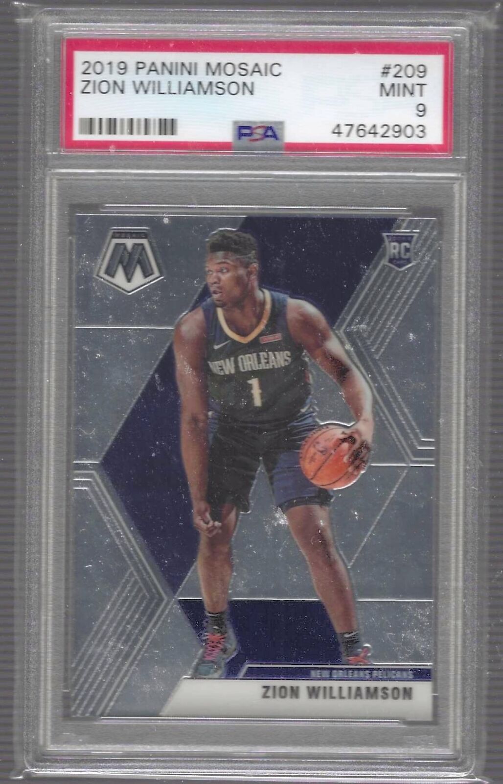 ZION WILLIAMSON 2019 PANINI MOSAIC ROOKIE RC PSA 9 MINT