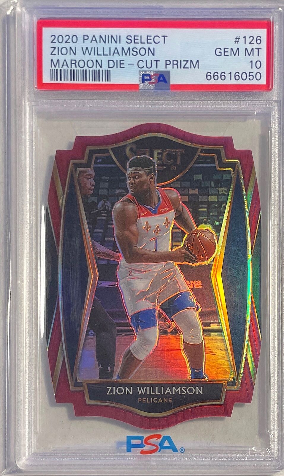 ZION WILLIAMSON 2020-21 SELECT MAROON DIE-CUT PRIZM #D 140/175 PSA 10 GEM POP 2
