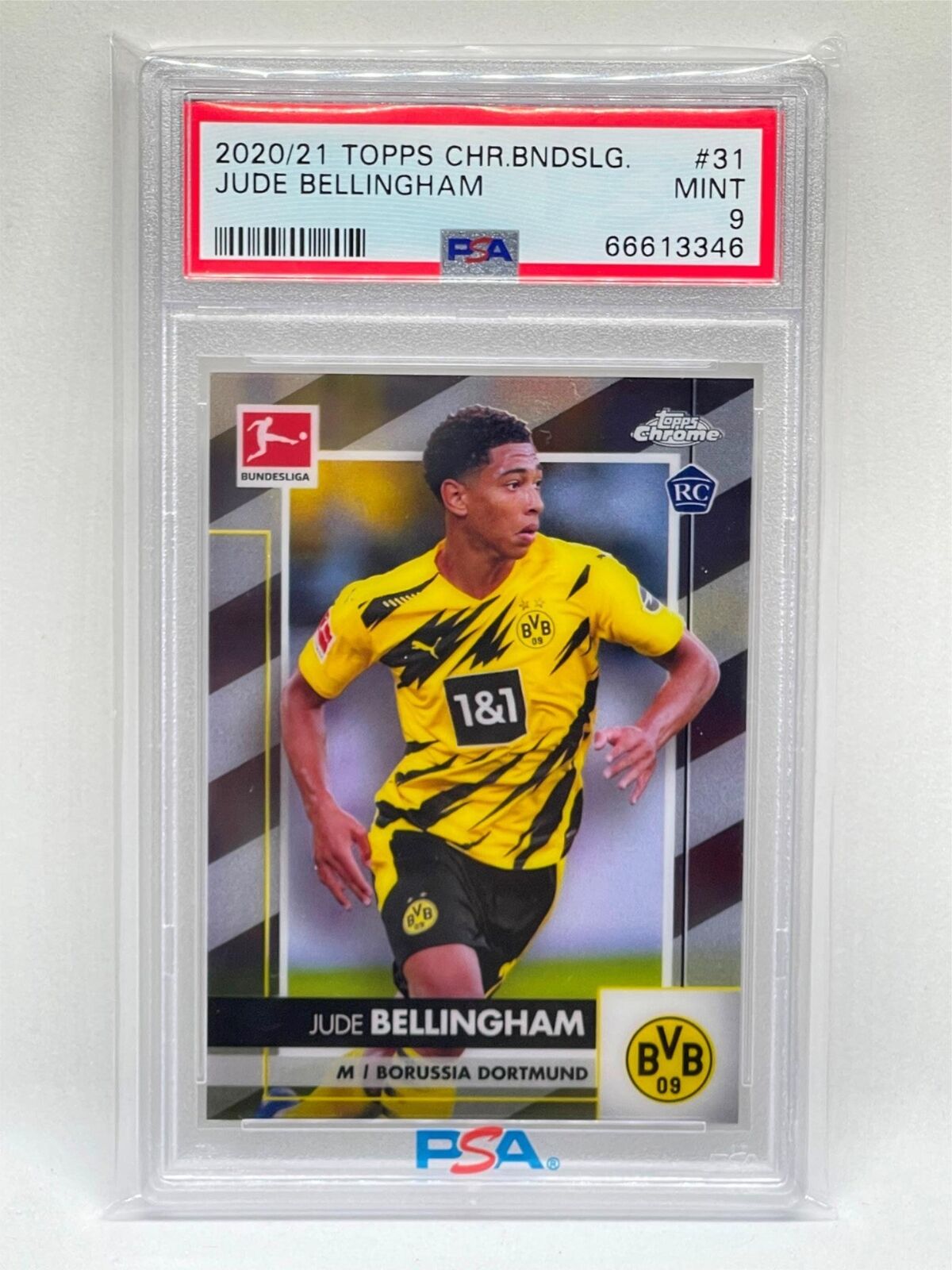 JUDE BELLINGHAM 2020-21 TOPPS CHROME BUNDESLIGA #31 ROOKIE RC PSA 9 MINT