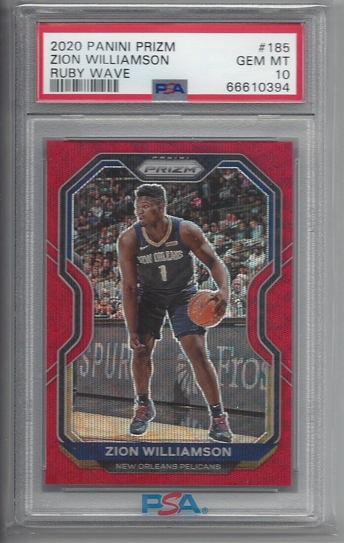 ZION WILLIAMSON 2020-21 PANINI PRIZM RED RUBY WAVE PRIZMS #185 PSA 10 GEM POP 11