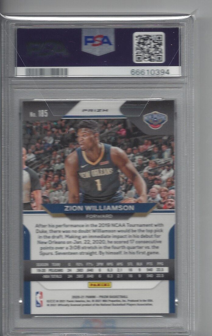 ZION WILLIAMSON 2020-21 PANINI PRIZM RED RUBY WAVE PRIZMS #185 PSA 10 GEM POP 11