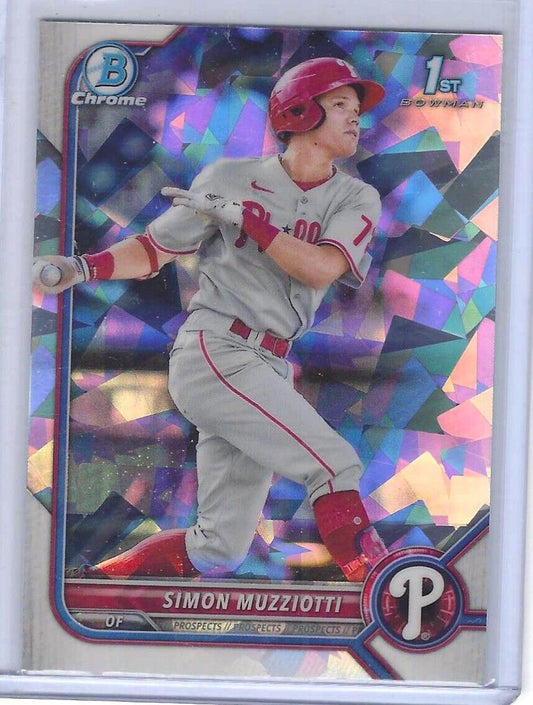 SIMON MUZZIOTTI 2022 BOWMAN CHROME ATOMIC REFRACTOR 1ST PROSPECT #BCP-140