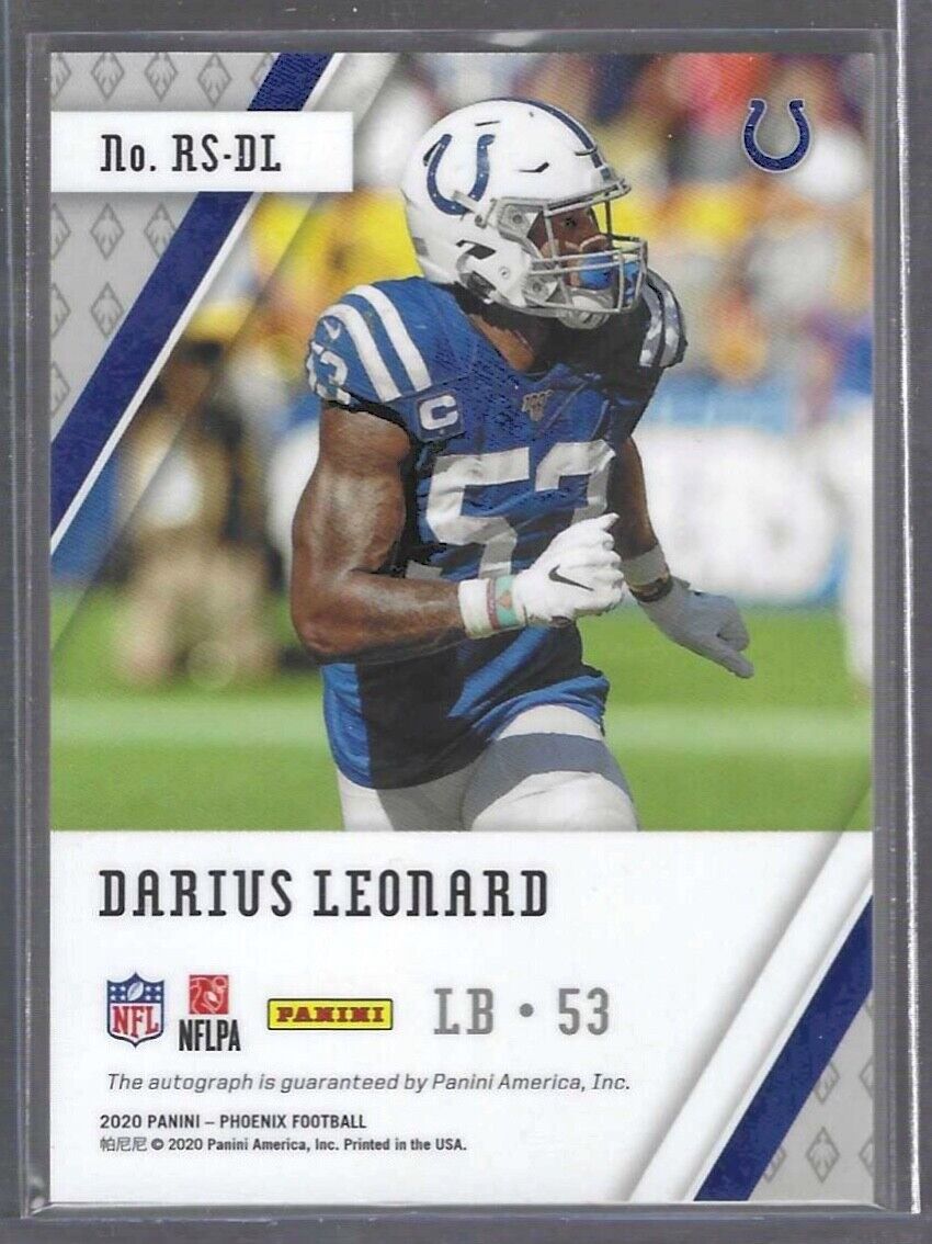DARIUS LEONARD 2020 PANINI PHOENIX SILVER PRIZM RISING STARS AUTO #RS-DL