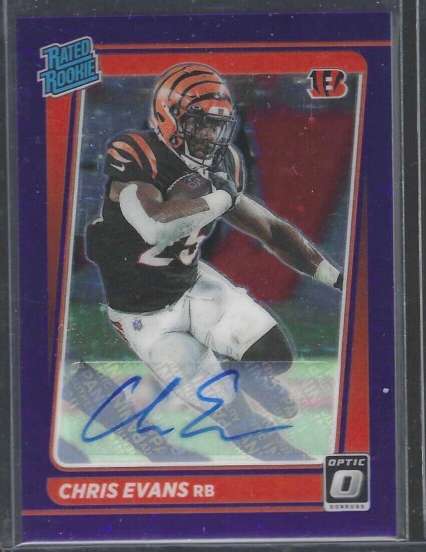 CHRIS EVANS 2021 PANINI DONRUSS OPTIC PURPLE STARS PRIZM ROOKIE AUTO RC #D 05/50