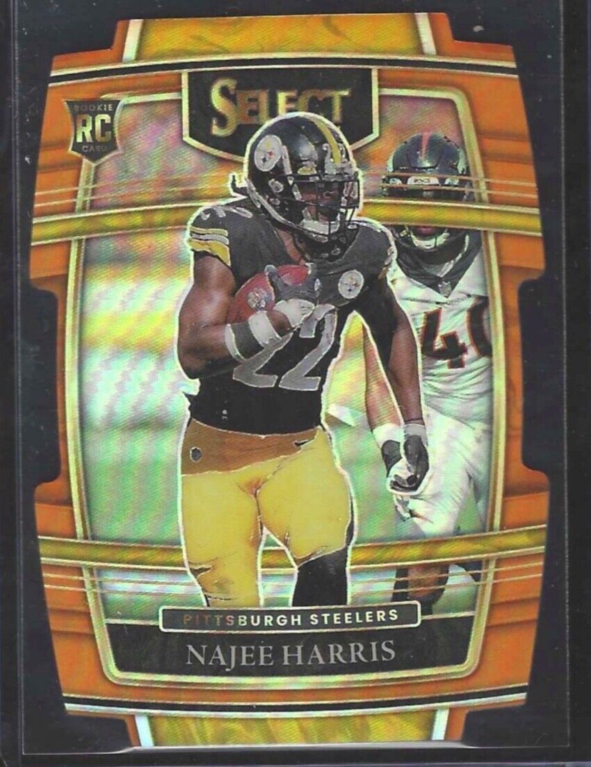 NAJEE HARRIS 2021 PANINI SELECT CONCOURSE DIE CUT ORANGE PRIZM ROOKIE RC #D /249