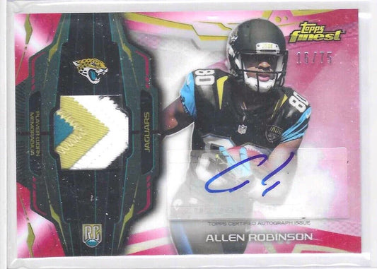 ALLEN ROBINSON 2014 TOPPS FINEST RED REFRACTOR ROOKIE PATCH AUTO RC #D 16/75