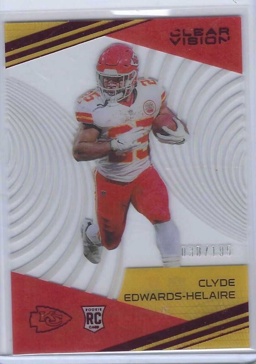 CLYDE EDWARDS-HELAIRE 2020 PANINI CHRONICLES CLEAR VISION RED RC #D 30/199