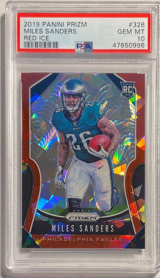 MILES SANDERS 2019 PANINI PRIZM RED ICE PRIZMS ROOKIE RC #326 PSA 10 GEM MINT