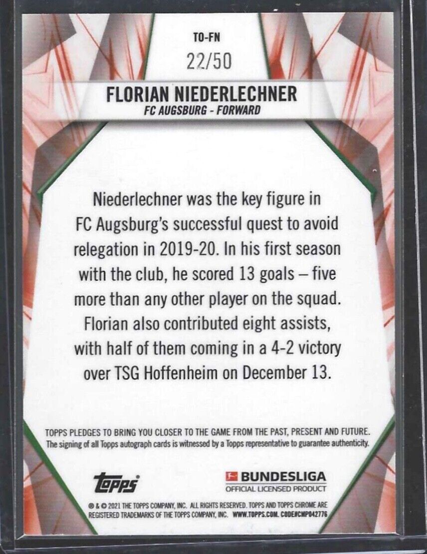 FLORIAN NIEDERLECHNER 2020-21 TOPPS CHROME TOP XI REFRACTOR AUTO #D 22/50