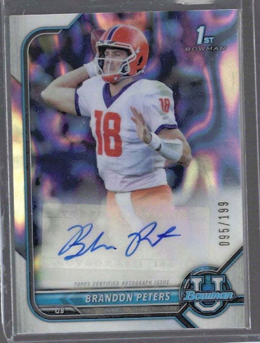 BRANDON PETERS 2022 BOWMAN UNIVERSITY LAVA WAVE REFRACTOR 1ST AUTO #D 095/199