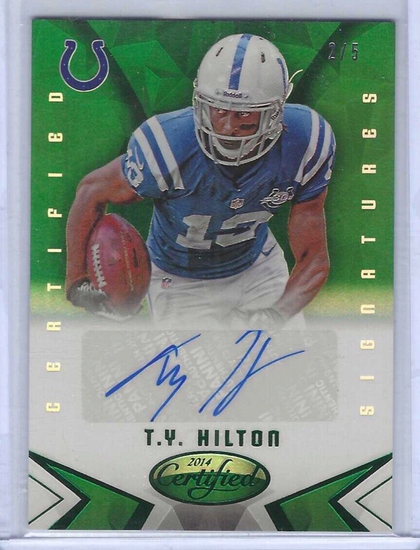 TY HILTON 2014 PANINI CERTIFIED SIGNATURES MIRROR EMERALD GREEN AUTO #D 2/5