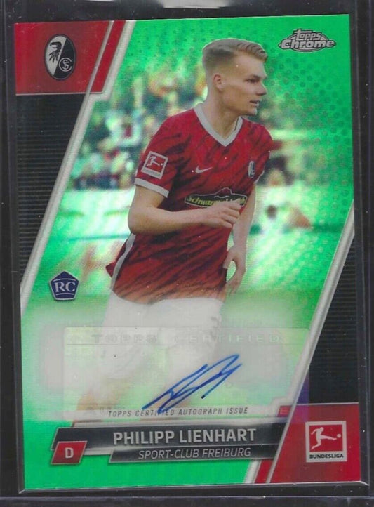 PHILIPP LIENHART 2021-22 TOPPS CHROME GREEN REFRACTOR AUTO RC #D 20/99