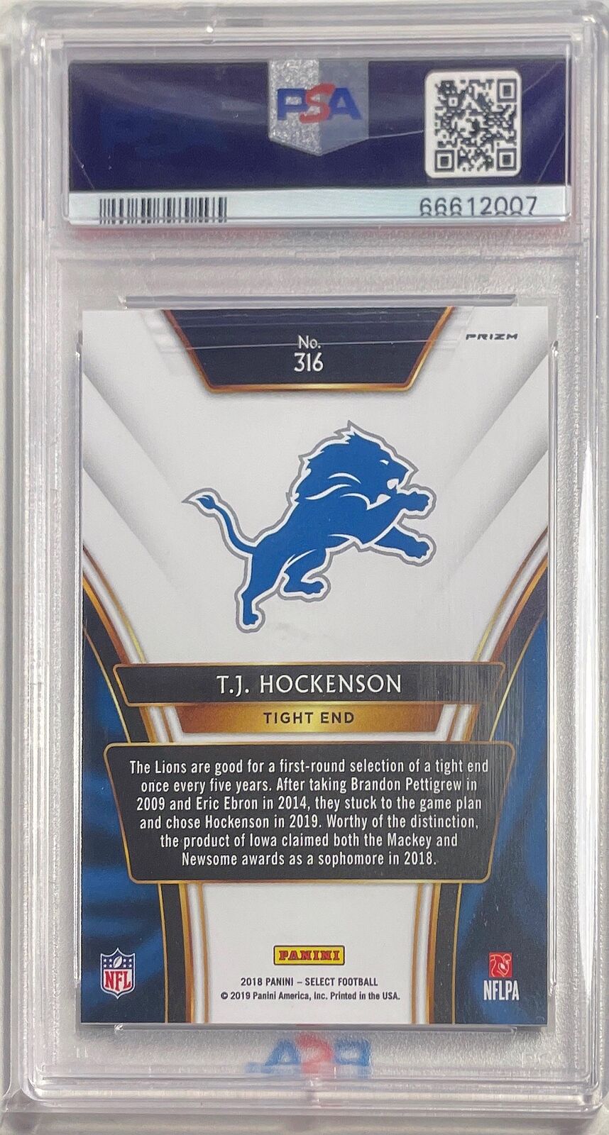 T.J. HOCKENSON 2018 SELECT XRC REDEMPTION PRIZM RC #316 PSA 10 GEM MINT POP 13