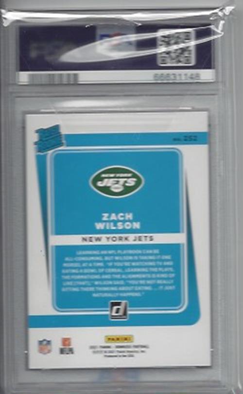 ZACH WILSON 2021 DONRUSS PRESS PROOF RED RATED ROOKIE RC #252 PSA 10 POP 17