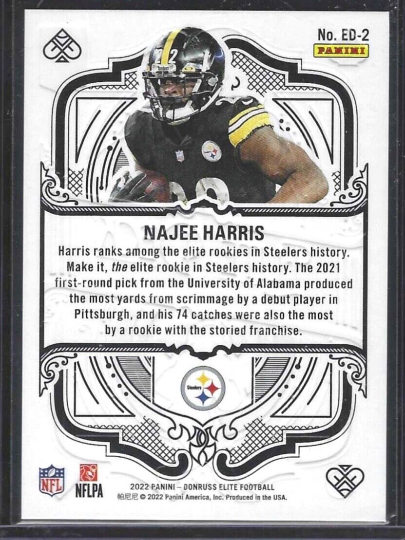 NAJEE HARRIS 2022 PANINI DONRUSS ELITE BLUE FOIL ELITE DECK #D 03/10