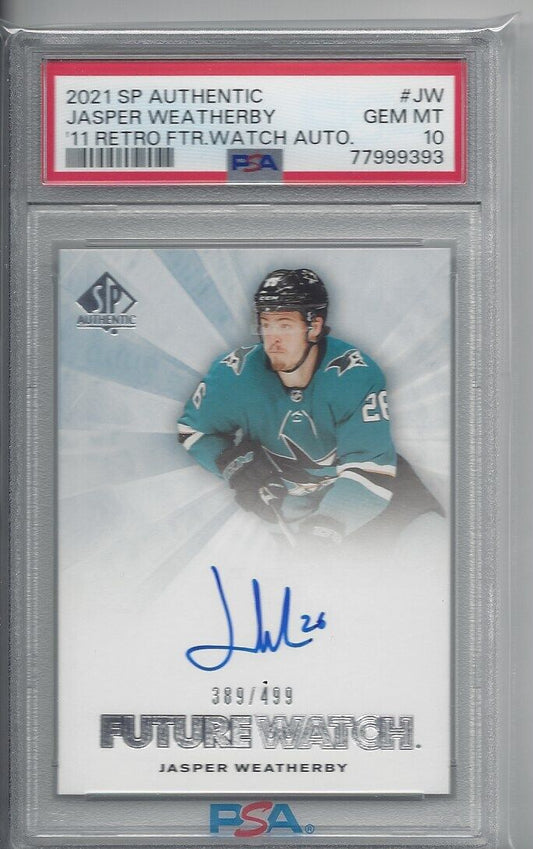 JASPER WEATHERBY 2021 SP AUTHENTIC RETRO FUTURE WATCH AUTO /499 PSA 10 POP 2