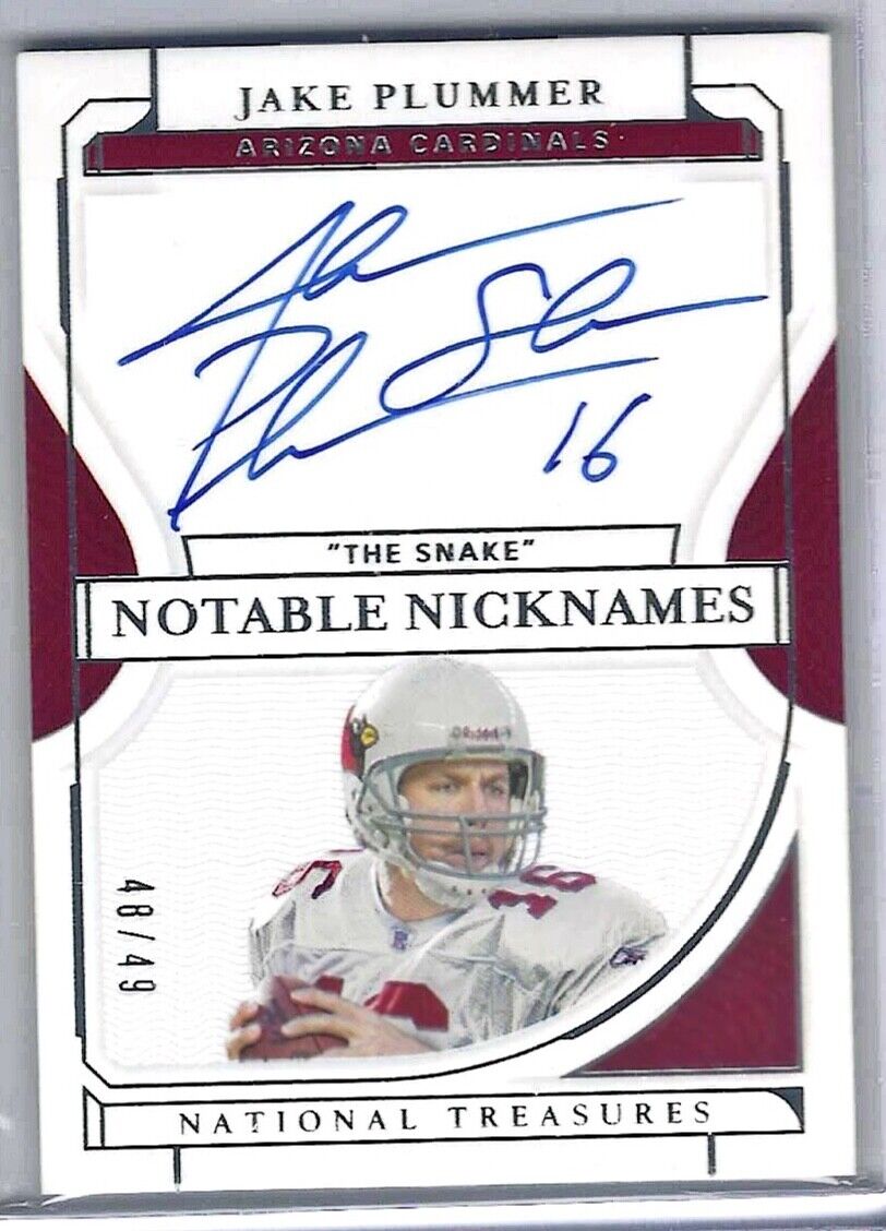 JAKE PLUMMER 2021 PANINI NATIONAL TREASURES NOTABLE NICKNAMES AUTO #D 48/49