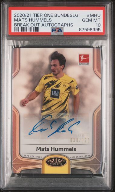 MATS MUMMELS 2020 TOPPS TIER ONE BUNDESLIGA BREAK OUT AUTO /125 PSA 10 POP 1/1