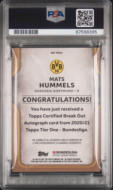 MATS MUMMELS 2020 TOPPS TIER ONE BUNDESLIGA BREAK OUT AUTO /125 PSA 10 POP 1/1