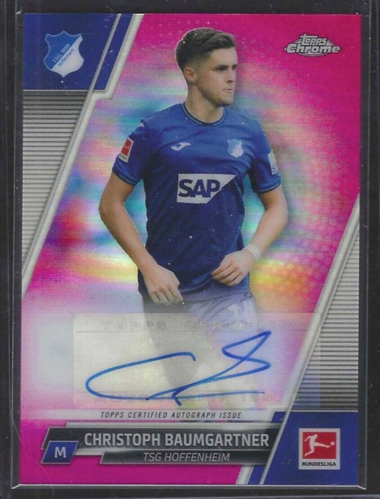 CHRISTOPH BAUMGARTNER 2021-22 TOPPS CHROME PINK REFRACTOR AUTO #D 117/150