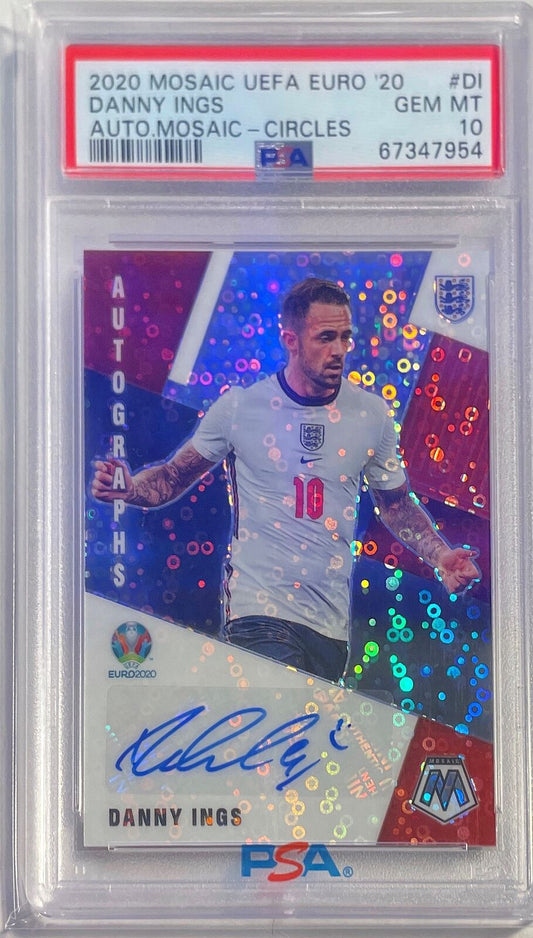 DANNY INGS 2020-21 PANINI MOSAIC UEFA EURO AUTO CIRCLES PSA 10 GEM MINT POP 1/1