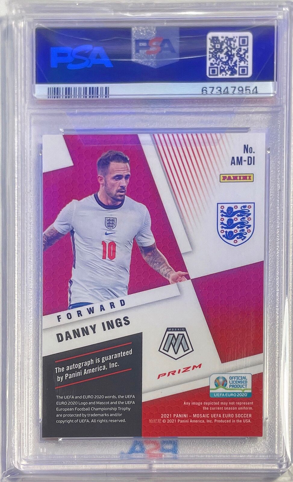 DANNY INGS 2020-21 PANINI MOSAIC UEFA EURO AUTO CIRCLES PSA 10 GEM MINT POP 1/1