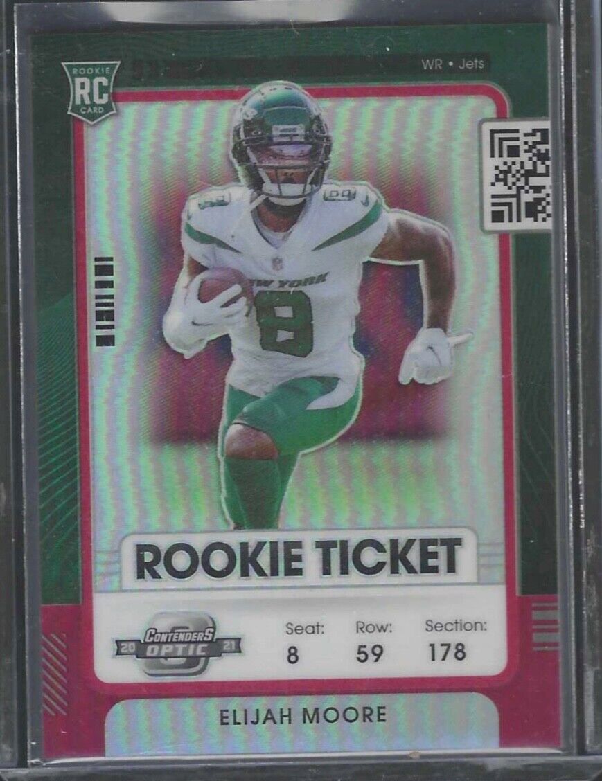 ELIJAH MOORE 2021 PANINI OPTIC CONTENDERS RED PRIZM ROOKIE TICKET RC #D 065/175