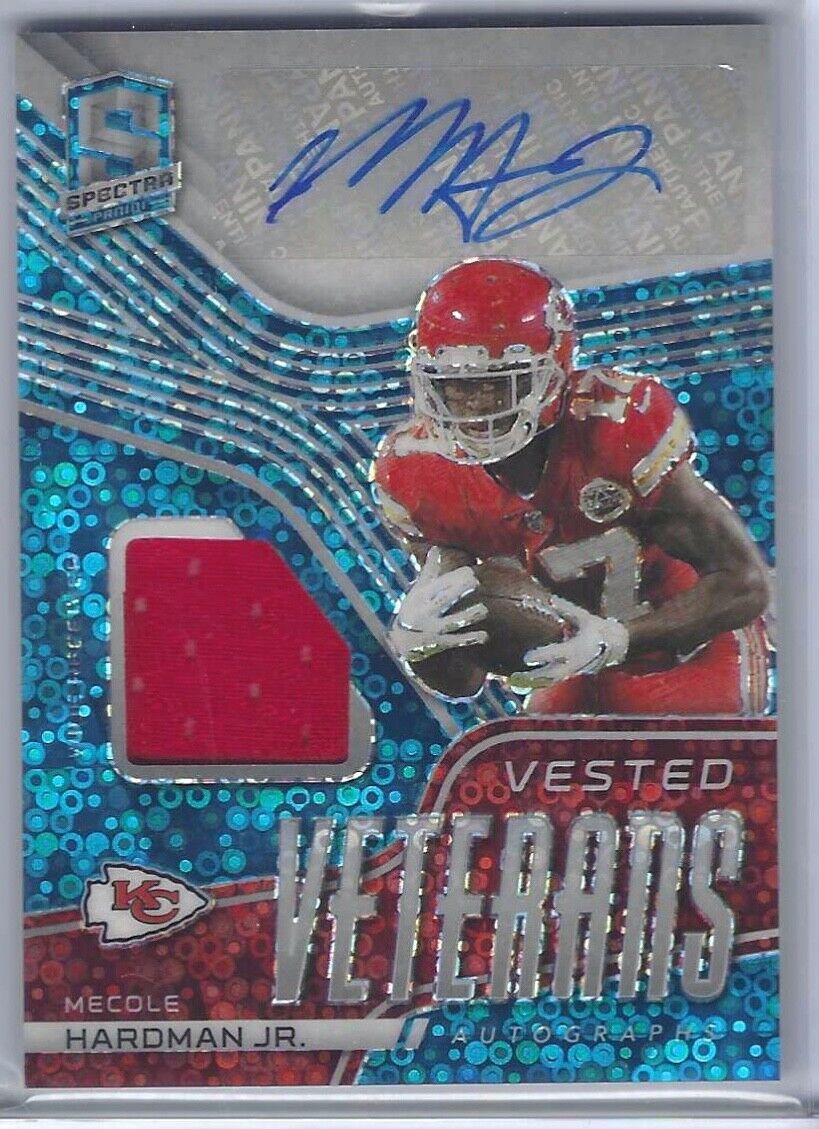 MECOLE HARDMAN JR 2021 SPECTRA BLUE DISCO VESTED VETERANS PATCH AUTO #D 15/15