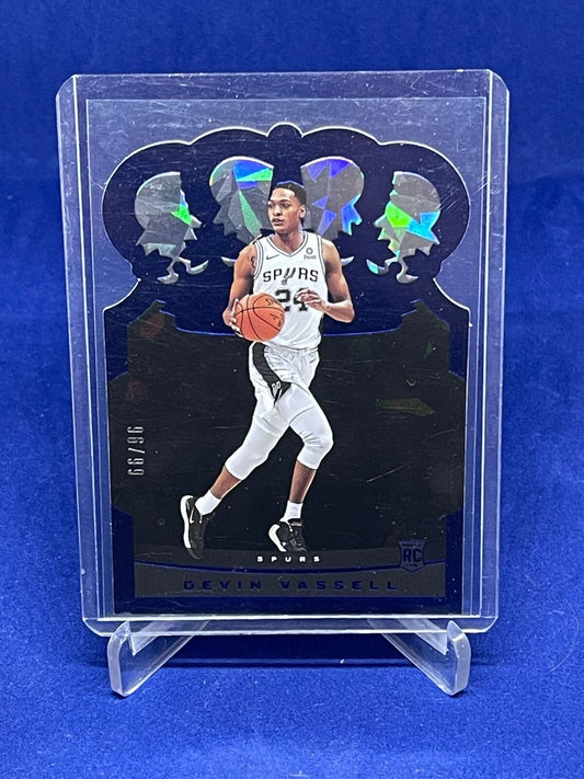 DEVIN VASSELL 2020-21 PANINI CROWN ROYALE BLUE ICE DIE CUT ROOKIE RC #D 96/99
