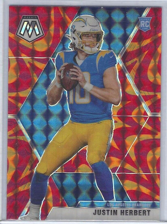 JUSTIN HERBERT 2020 PANINI MOSAIC FOOTBALL ORANGE REACTIVE PRIZM RC #204