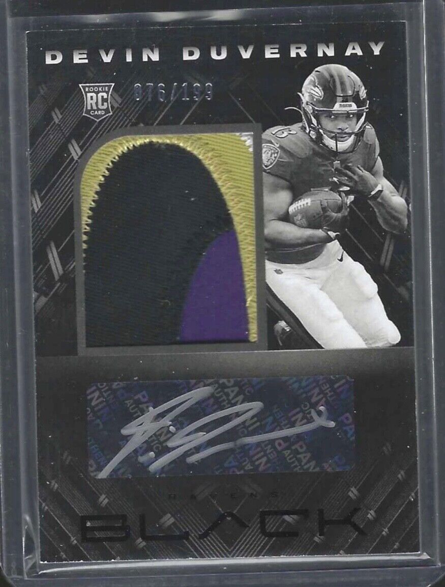 DEVIN DUVERNAY 2020 PANINI BLACK RPA ROOKIE PATCH AUTO RC #D 076/199