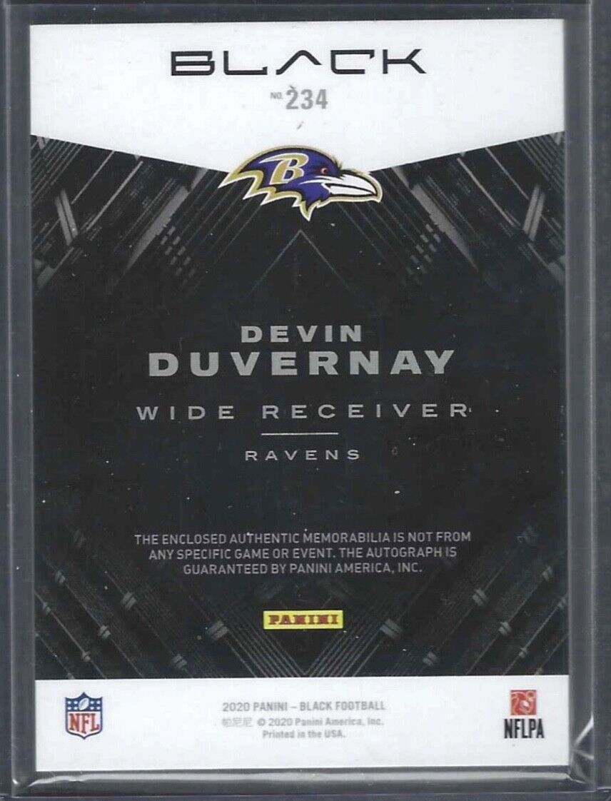 DEVIN DUVERNAY 2020 PANINI BLACK RPA ROOKIE PATCH AUTO RC #D 076/199