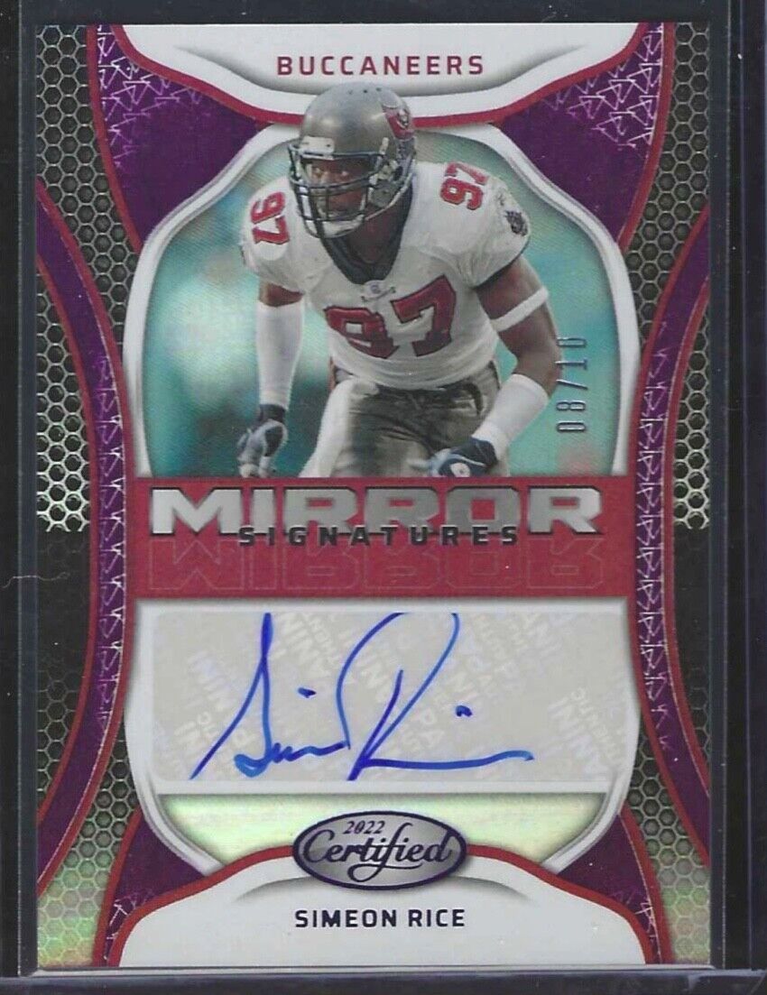 SIMEON RICE 2022 PANINI CERTIFIED PURPLE FOIL MIRROR AUTO #D 08/10