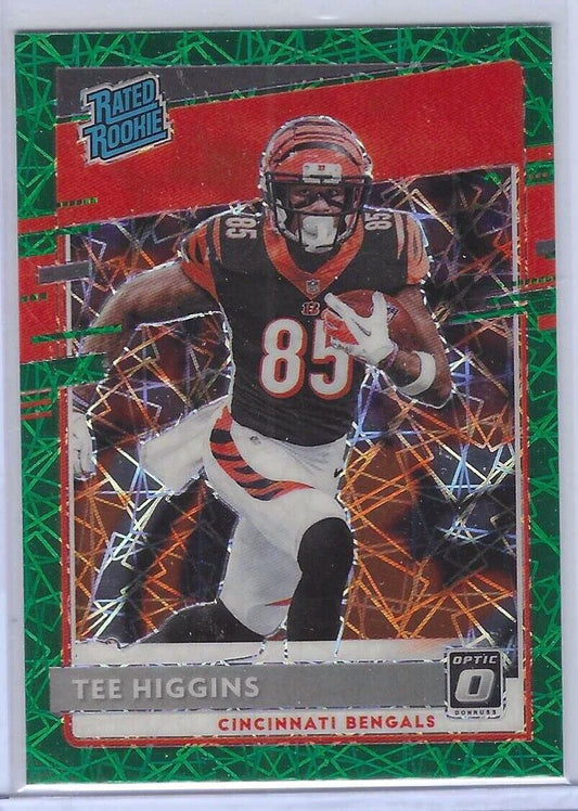 TEE HIGGINS 2020 PANINI DONRUSS OPTIC GREEN VELOCITY HOLO RATED ROOKIE RC #160