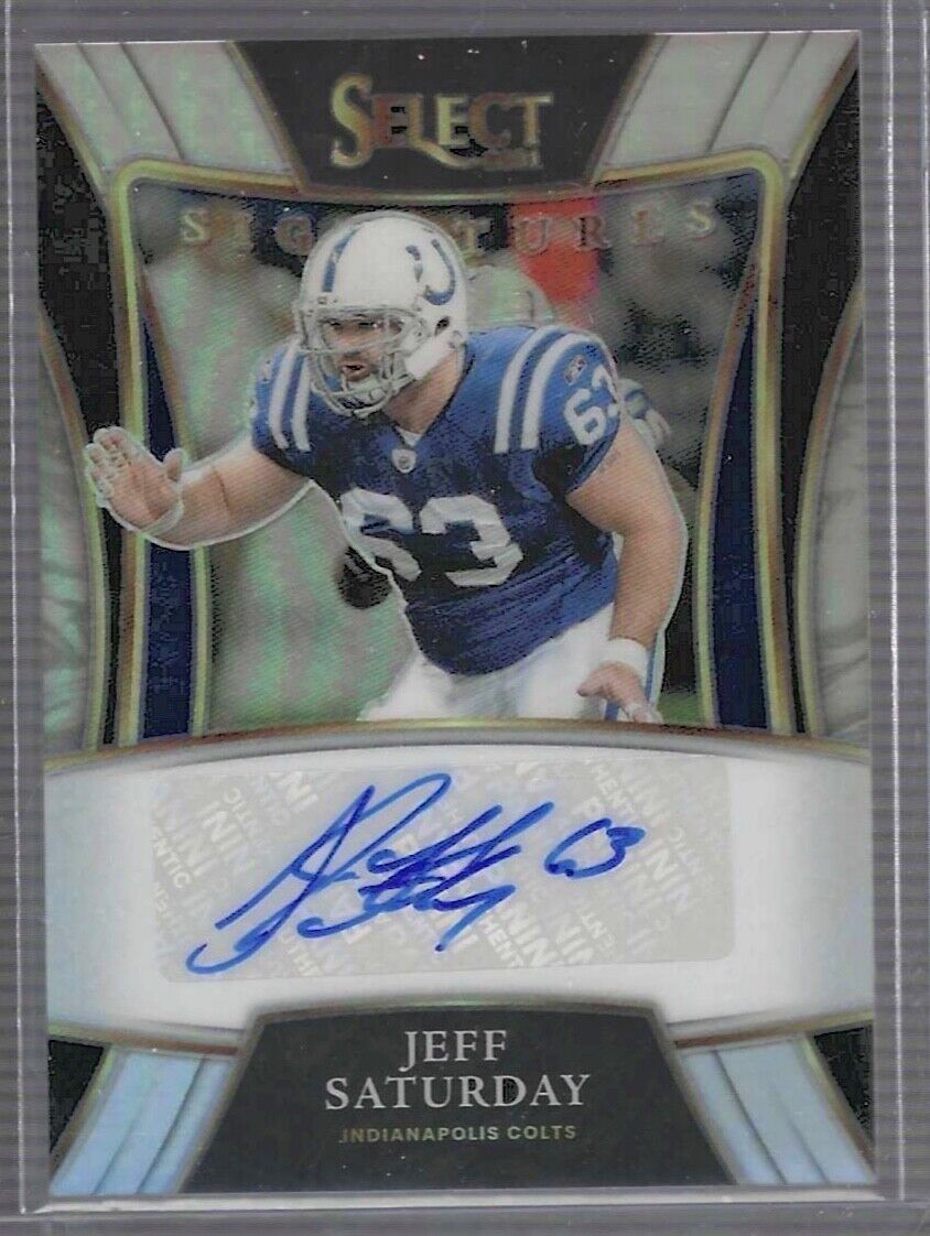 JEFF SATURDAY 2021 PANINI SELECT SILVER PRIZM SIGNATURES AUTO #SSP-JSA