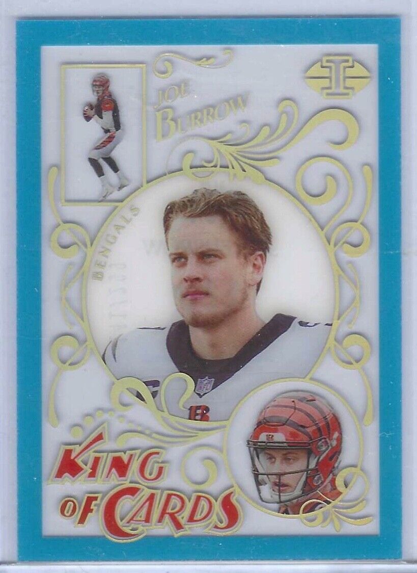 JOE BURROW 2021 PANINI ILLUSIONS KING OF CARDS ACETATE BLUE #D 141/299