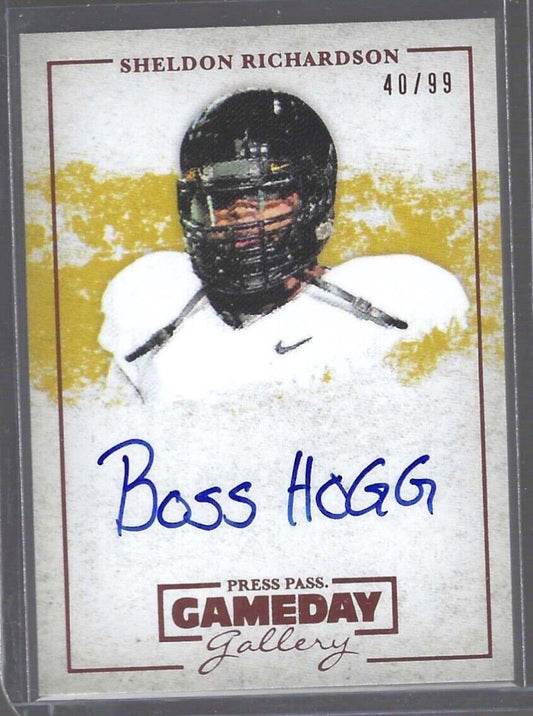 SHELDON RICHARDSON 2013 PRESS PASS BRONZE "BOSS HOGG" INSCRIPTION AUTO RC #D /99