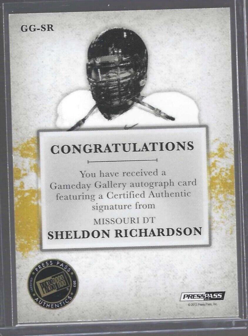SHELDON RICHARDSON 2013 PRESS PASS BRONZE "BOSS HOGG" INSCRIPTION AUTO RC #D /99