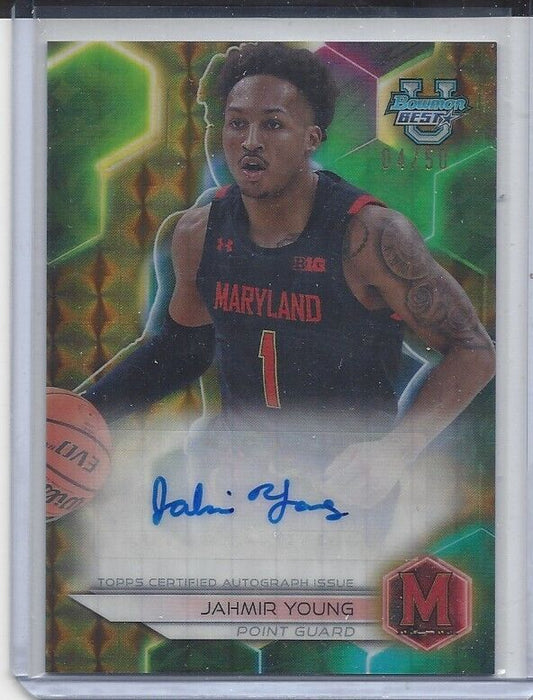 JAHMIR YOUNG 2023 BOWMAN'S BEST UNIVERSITY GOLD GEOMETRIC REFRACTOR AUTO /50