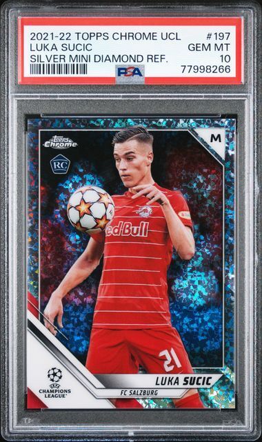 LUKA SUCIC 2021-22 TOPPS CHROME UCL SILVER MINI DIAMOND REFRACTOR RC /275 PSA 10