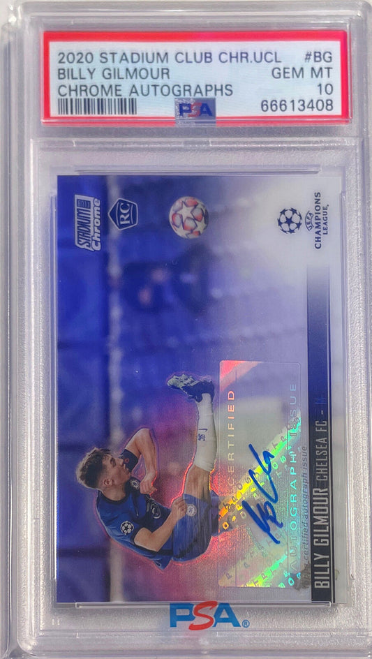 BILLY GILMOUR 2020-21 STADIUM CLUB CHROME UCL REFRACTOR AUTO RC #BG PSA 10 POP 3