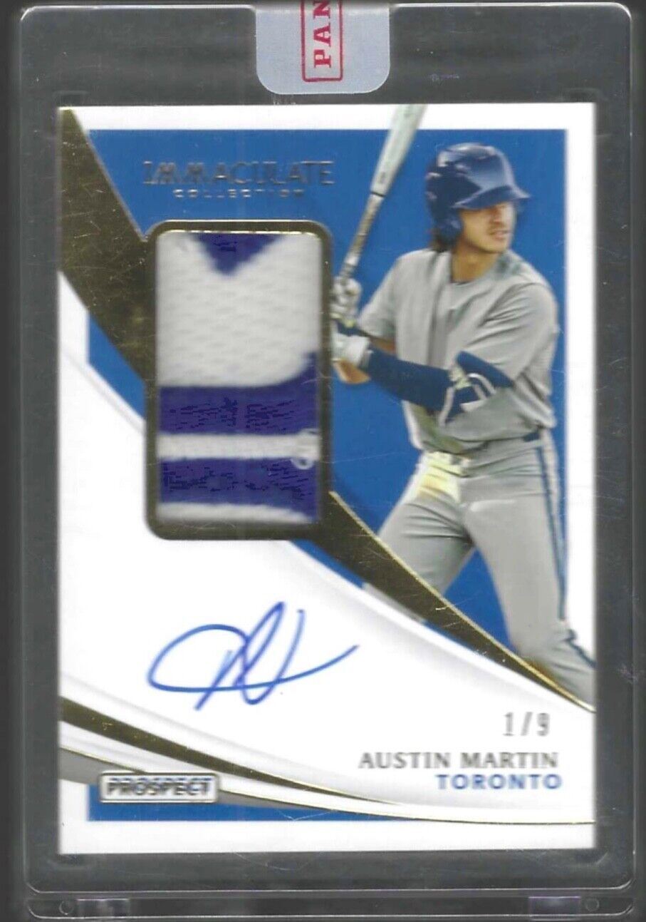 AUSTIN MARTIN 2021 PANINI IMMACULATE PROSPECT ENCASED PATCH AUTO #D 1/9
