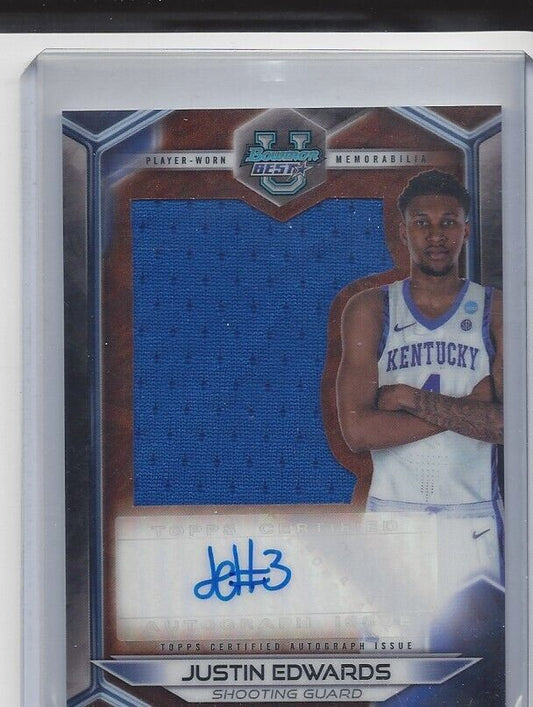 JUSTIN EDWARDS 2023 BOWMANS BEST UNIVERSITY JERSEY AUTO SILHOUETTE REFRACTOR