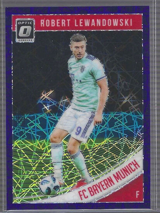 ROBERT LEWANDOWSKI 2018-19 PANINI DONRUSS OPTIC PURPLE VELOCITY PRIZM #D 098/125