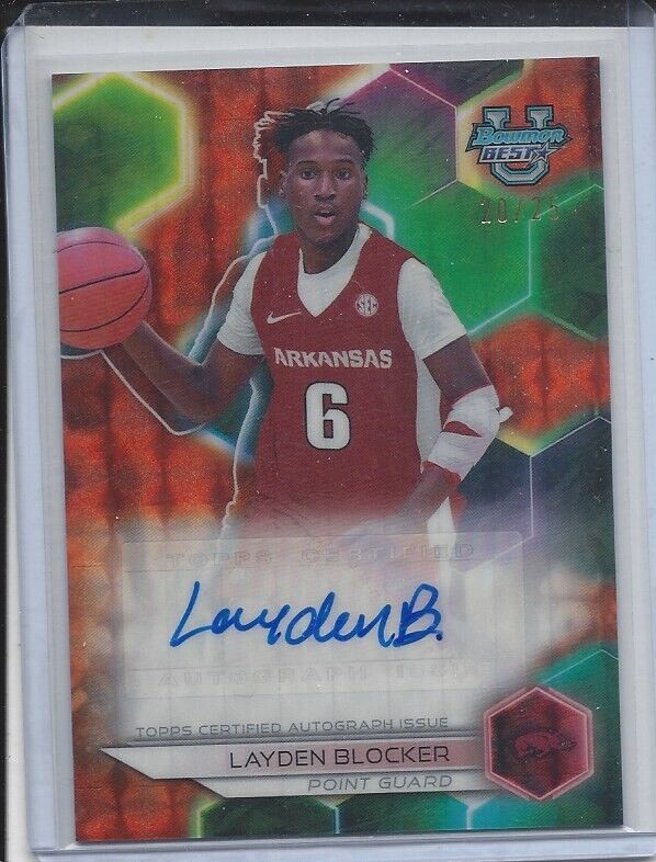 LAYDEN BLOCKER 2023 BOWMAN'S BEST UNIVERSITY ORANGE GEOMETRIC REFRACTOR AUTO /25